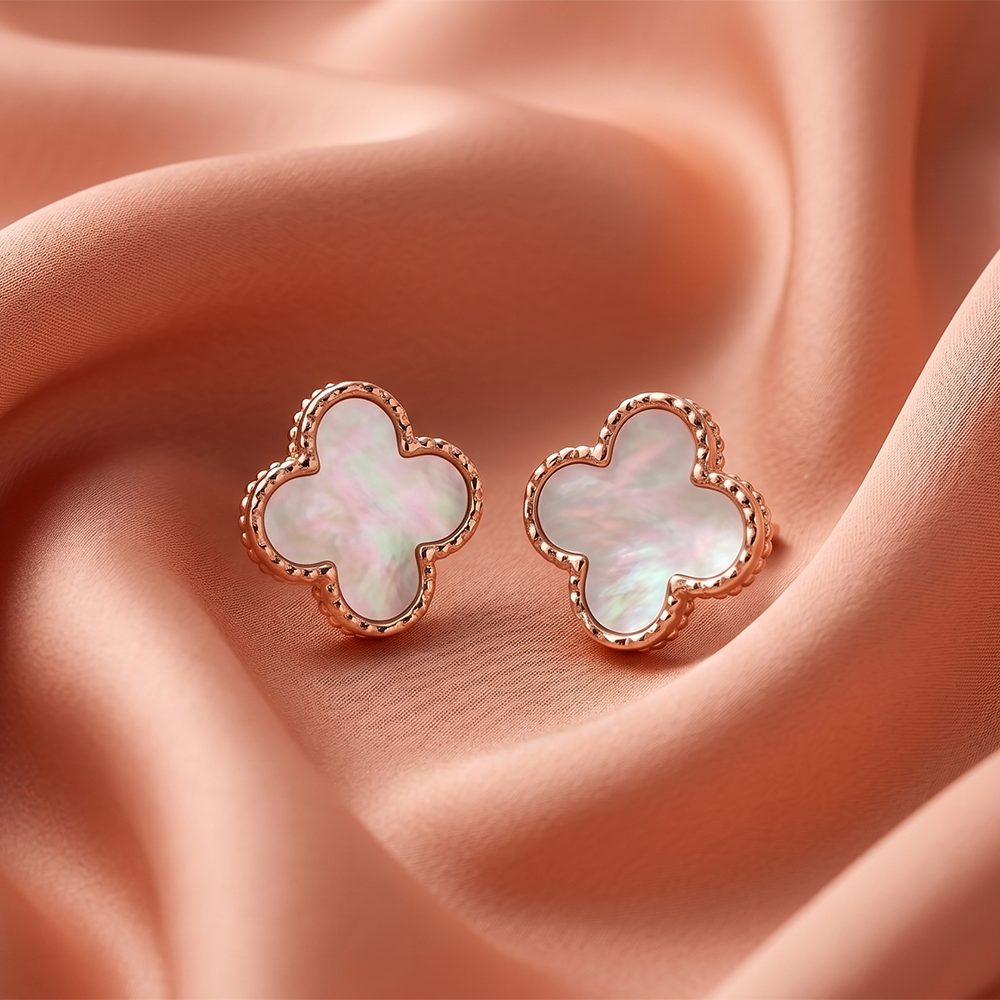 The99Jewel Elegant Silver-Plated Clover Stud Earrings for Women