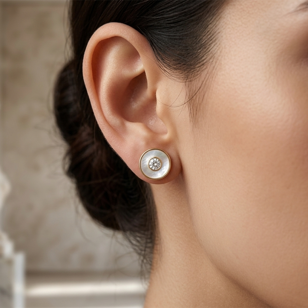 The99Jewel  Classic Gold Plated Round Shape Stud Earrings