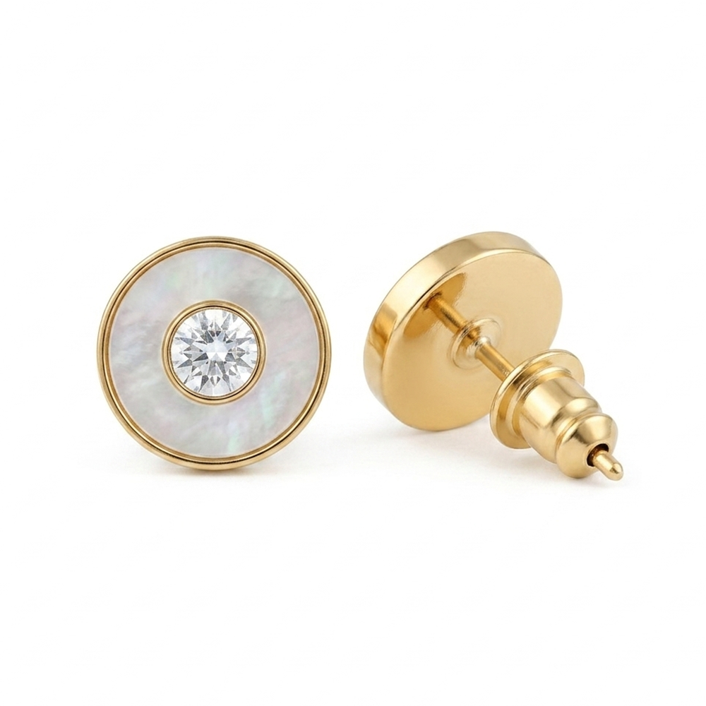 The99Jewel  Classic Gold Plated Round Shape Stud Earrings
