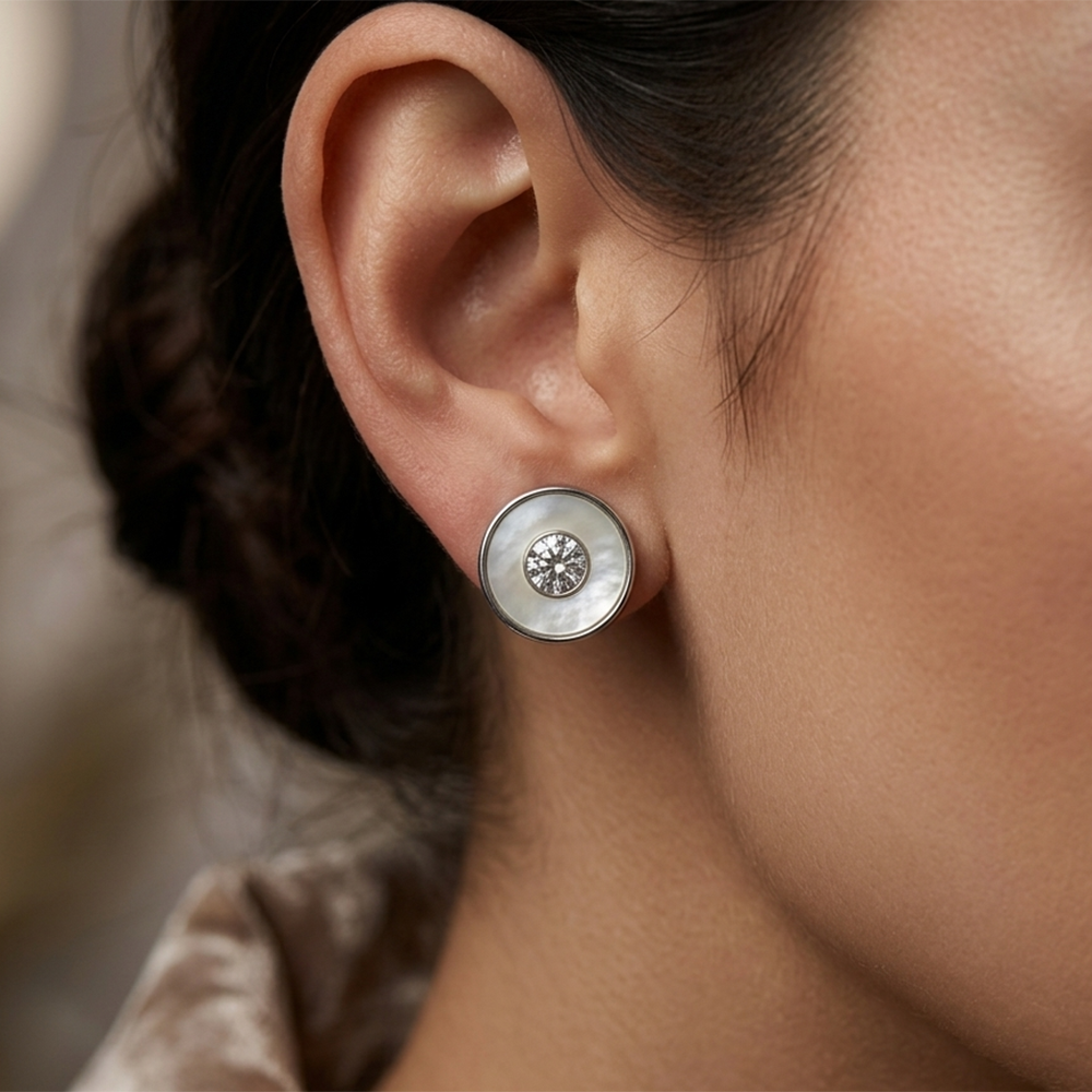 The99Jewel  Classic Silver  Plated Round Shape Stud Earrings