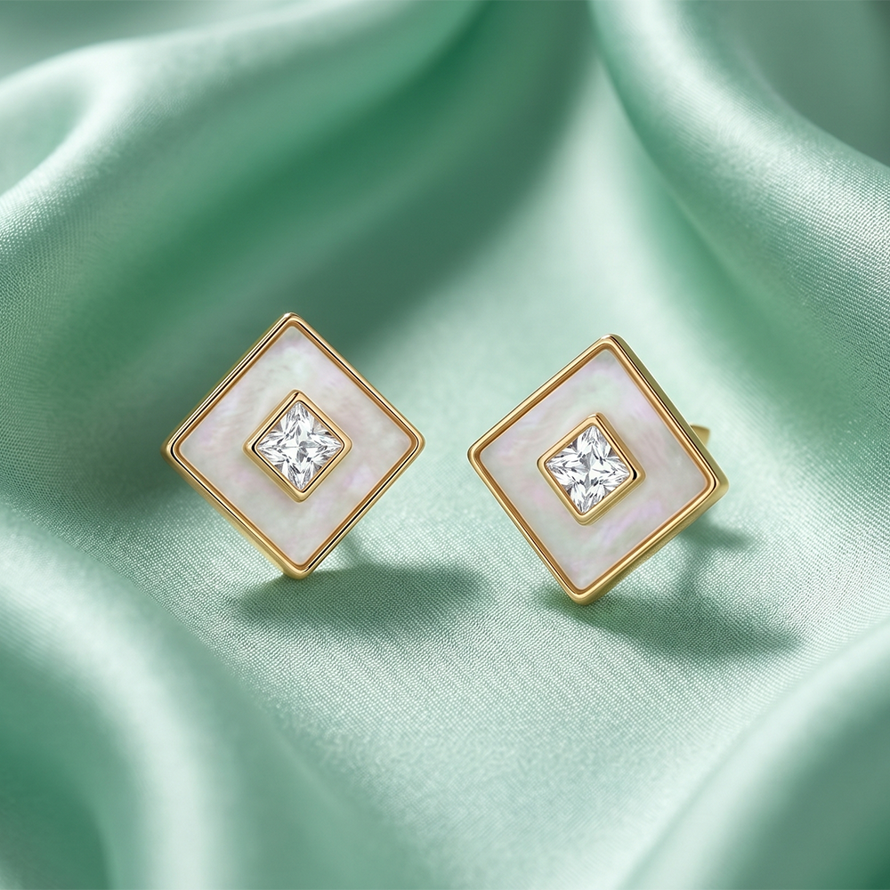 The99Jewel  Designer Gold Plated Square Stud Earrings for Women