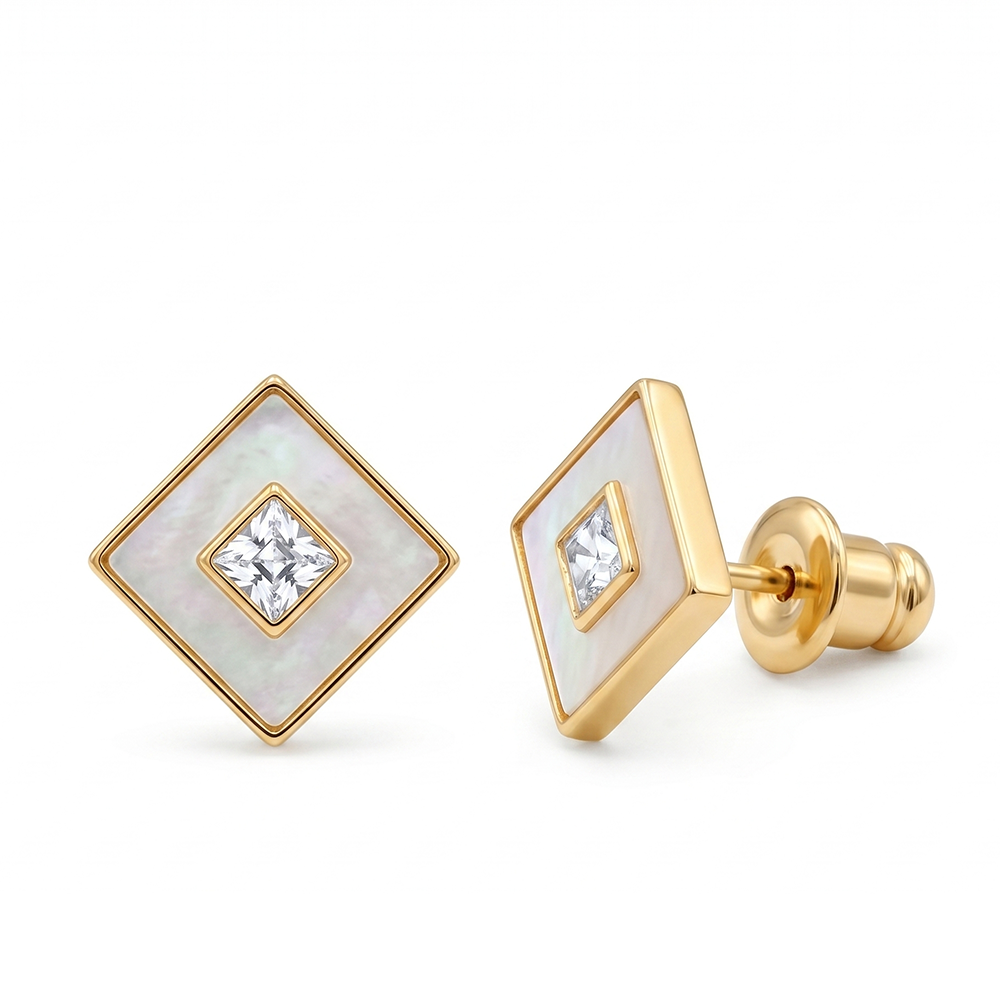 The99Jewel  Designer Gold Plated Square Stud Earrings for Women