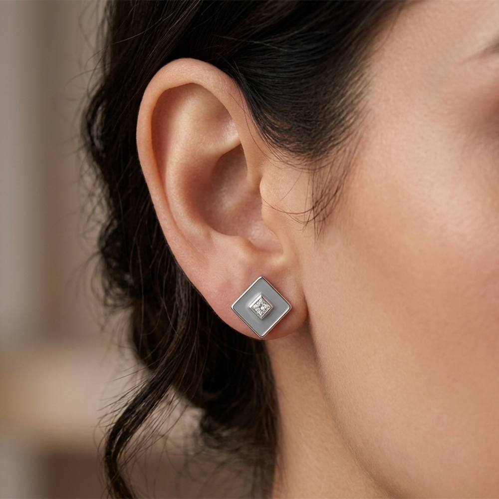 The99Jewel  Designer Silver  Plated Square Stud Earrings for Women