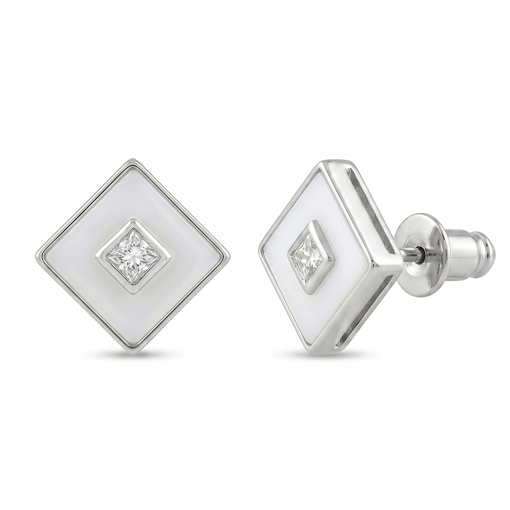 The99Jewel  Designer Silver  Plated Square Stud Earrings for Women