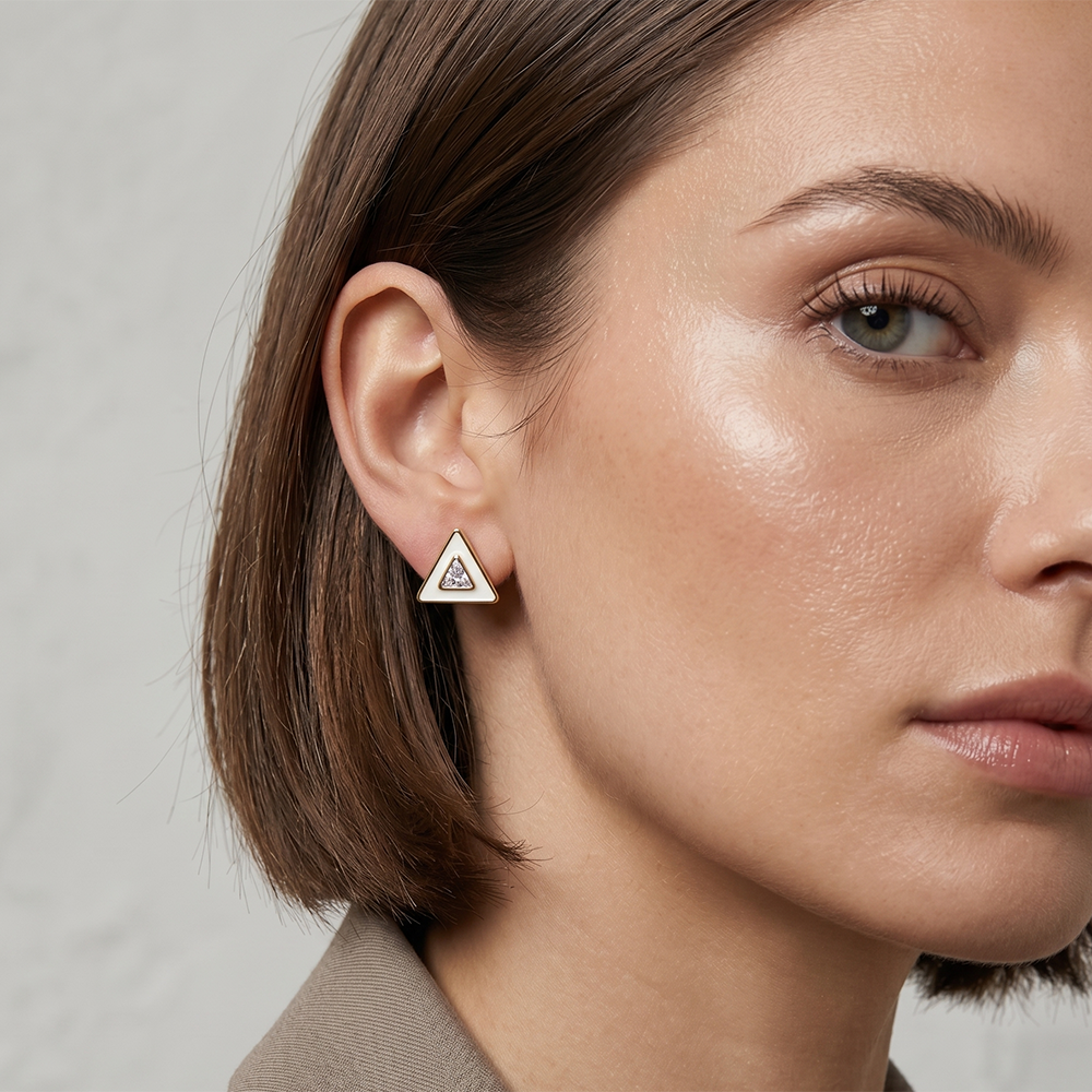 The99Jewel  Stylish Gold Finish Triangle  Stud Earrings for Women
