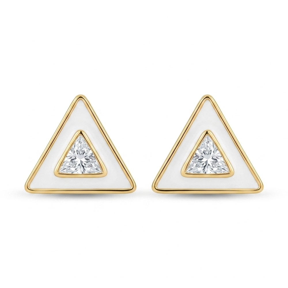 The99Jewel  Stylish Gold Finish Triangle  Stud Earrings for Women
