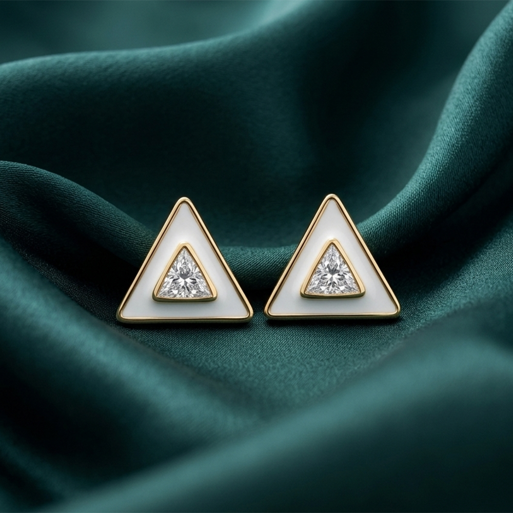 The99Jewel  Stylish Gold Finish Triangle  Stud Earrings for Women