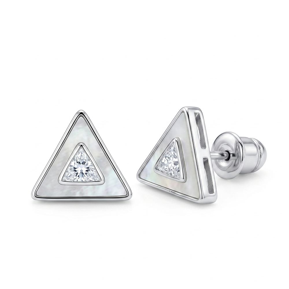 The99Jewel  Stylish Silver  Finish Triangle  Stud Earrings for Women