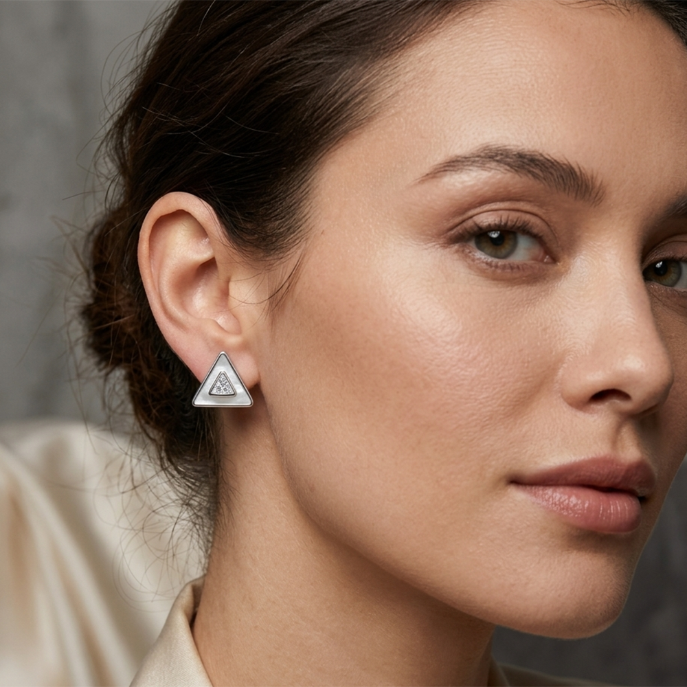 The99Jewel  Stylish Silver  Finish Triangle  Stud Earrings for Women