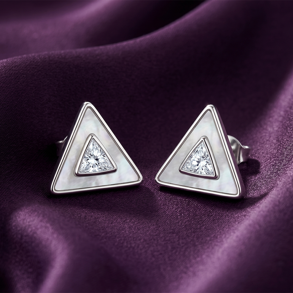 The99Jewel  Stylish Silver  Finish Triangle  Stud Earrings for Women