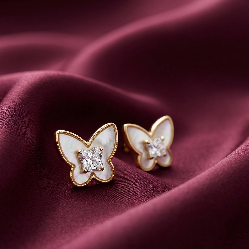 The99Jewel  Stunning  Gold  Plated Hear Shape  Stud Earrings For Women