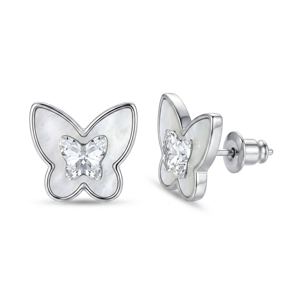 The99Jewel  Stunning  Silver  Plated Hear Shape  Stud Earrings For Women