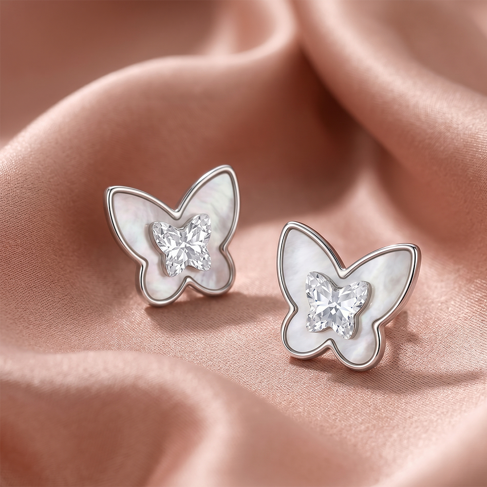 The99Jewel  Stunning  Silver  Plated Hear Shape  Stud Earrings For Women