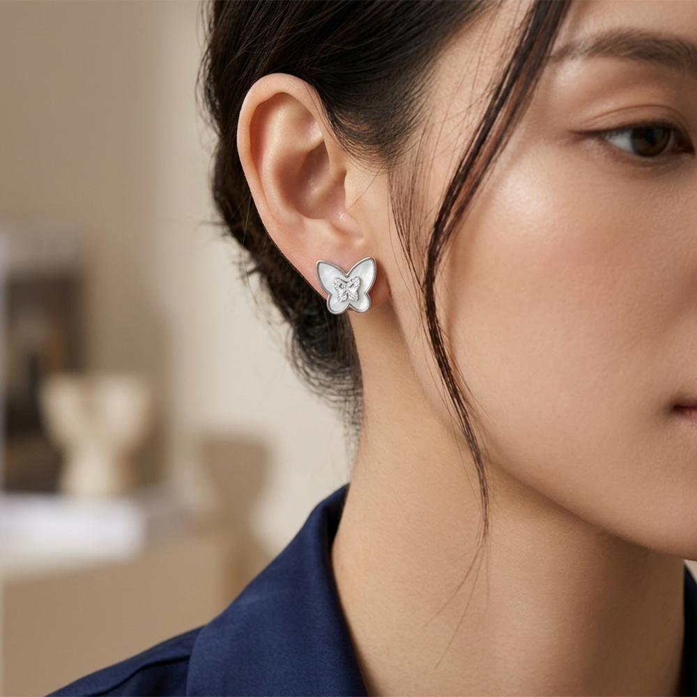 The99Jewel  Stunning  Silver  Plated Hear Shape  Stud Earrings For Women