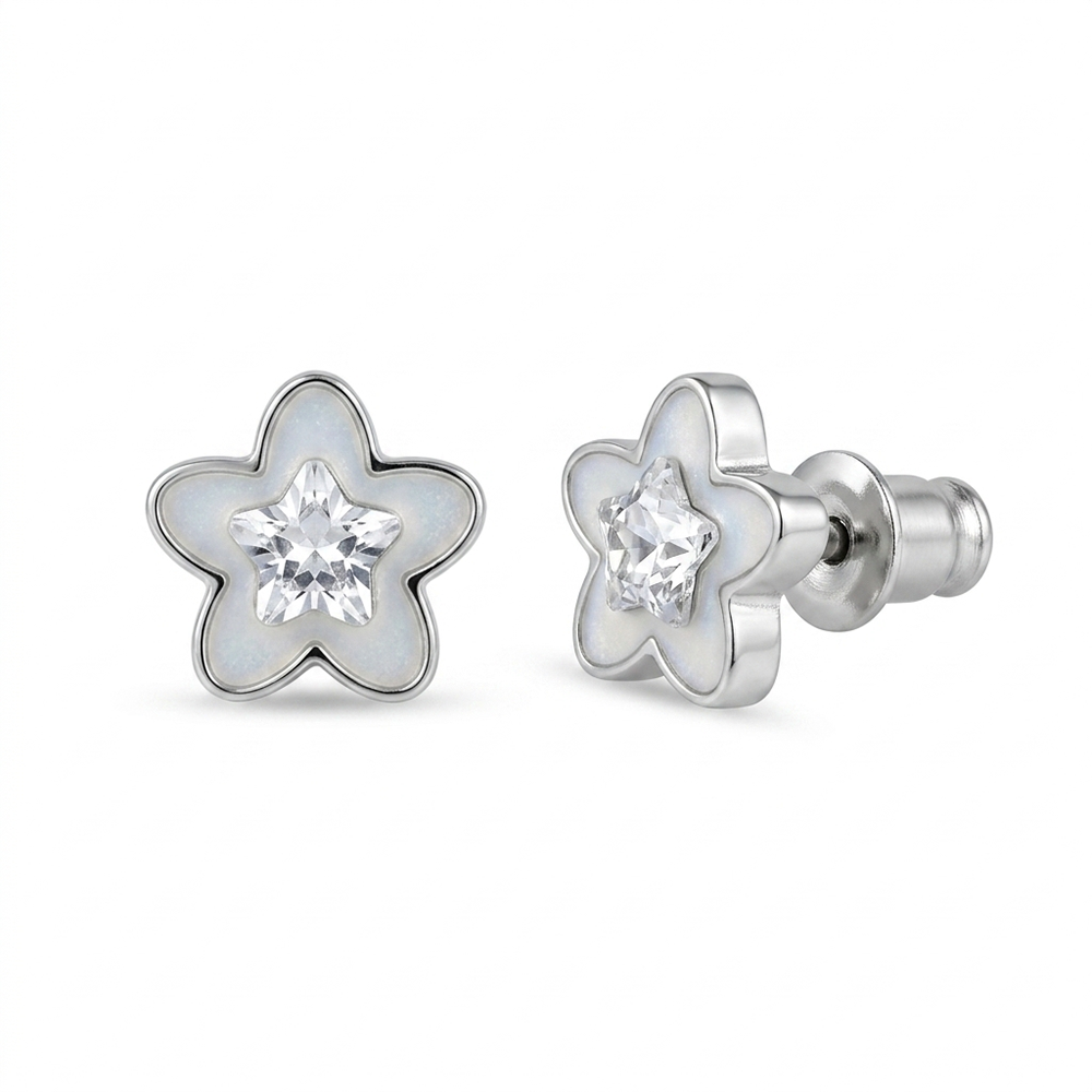The99Jewel  Beautiful  Silver  Plated Flower Shape  Stud Earrings For Women