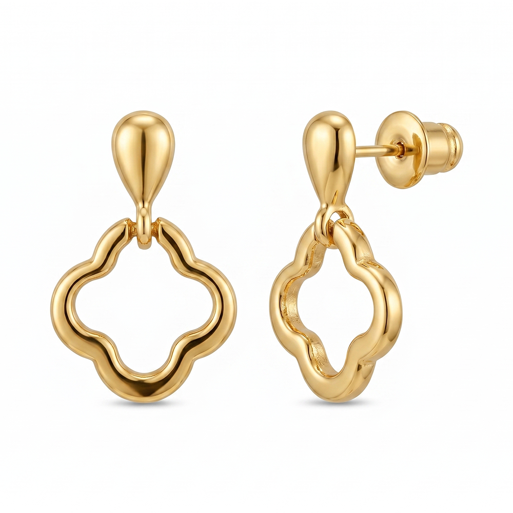 The99Jewel  Fashionable  Gold  Plated Clover Shape  Stud Earrings For Women