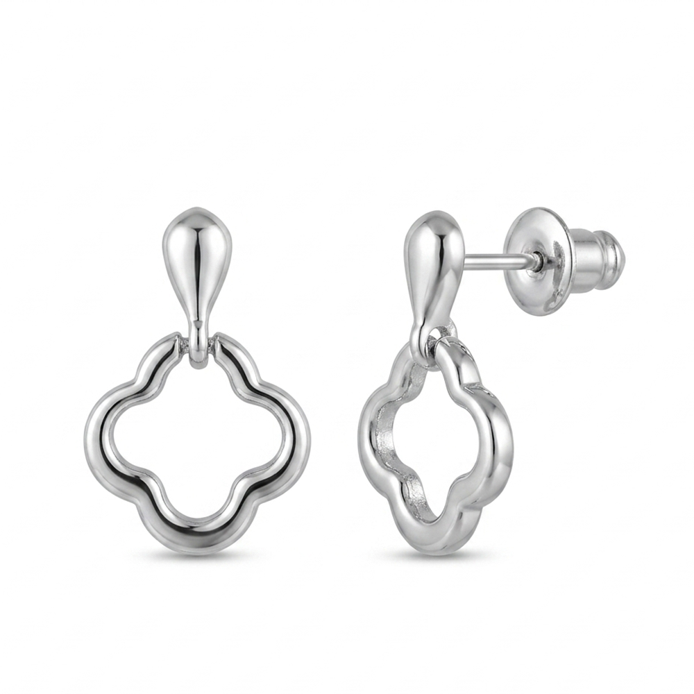 The99Jewel  Fashionable  Silver  Plated Clover Shape  Stud Earrings For Women