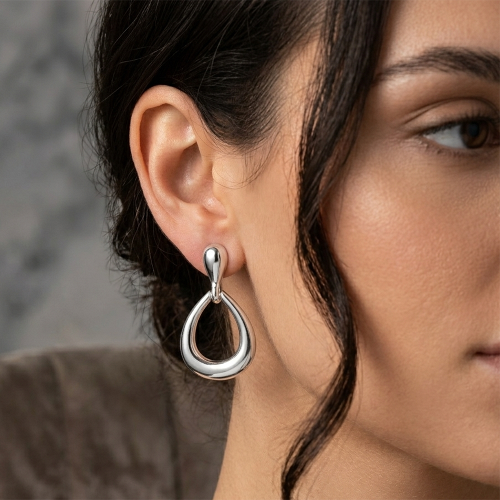 The99Jewel  Statement  Silver  Plated Drop  Stud Earrings For Women