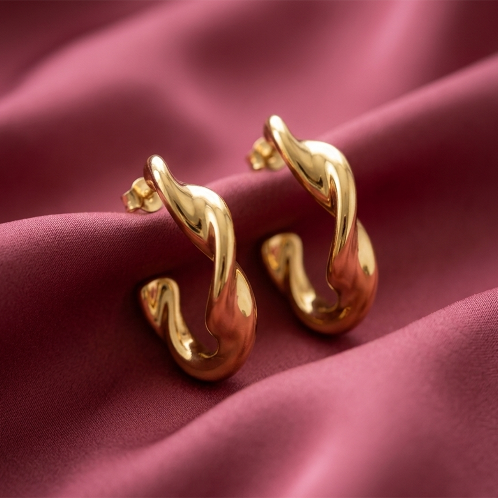 The99Jewel  Stylish Gold Plated Twisted  Stud Earrings 