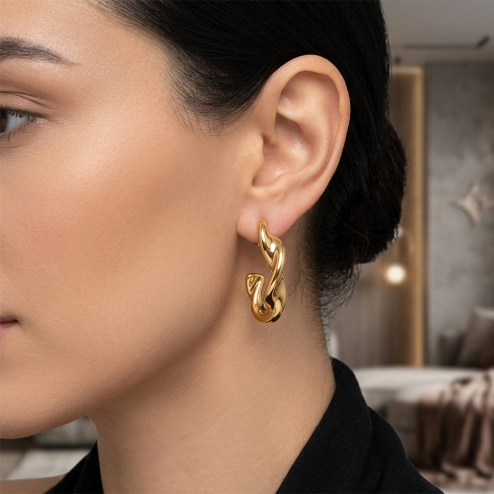 The99Jewel  Stylish Gold Plated Twisted  Stud Earrings