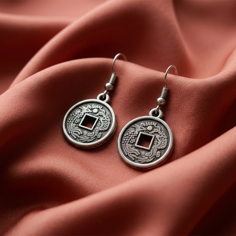 The99Jewel  Modern  Silver-Toned  Coin Shape  Earrings for Women 