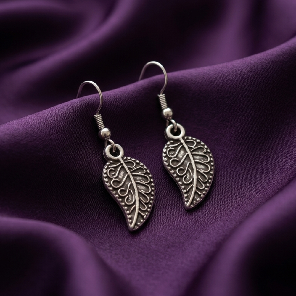 The99Jewel  Modern  Silver-Toned  Leaf  Shape  Earrings for Women 