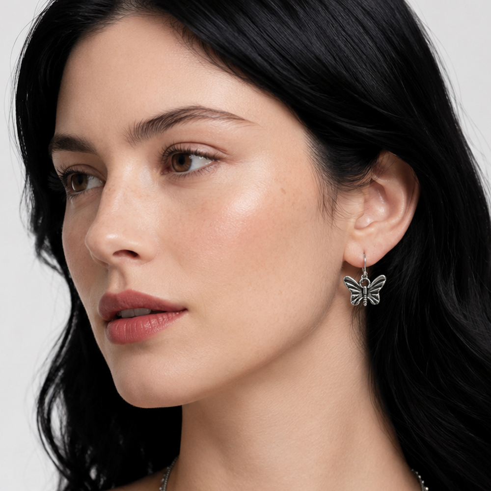 The99Jewel  Modern  Silver-Toned  Butterfly  Shape  Earrings for Women