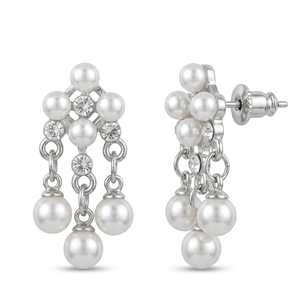 The99Jewel Elegant Silver-Plated Pearl Dangler Earrings for Women