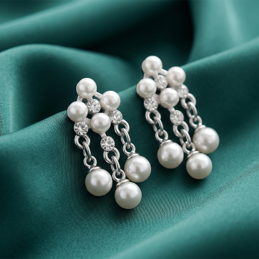 The99Jewel Elegant Silver-Plated Pearl Dangler Earrings for Women