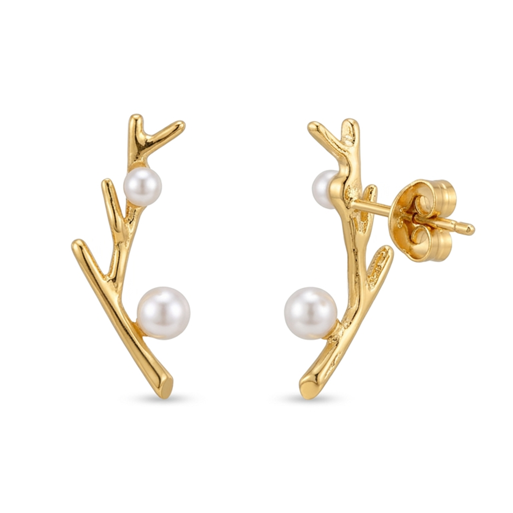 The99Jewel  Classic Gold  Plated Twing  Shape Stud Earrings