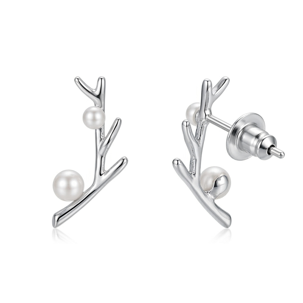 The99Jewel  Classic Silver  Plated Twing  Shape Stud Earrings
