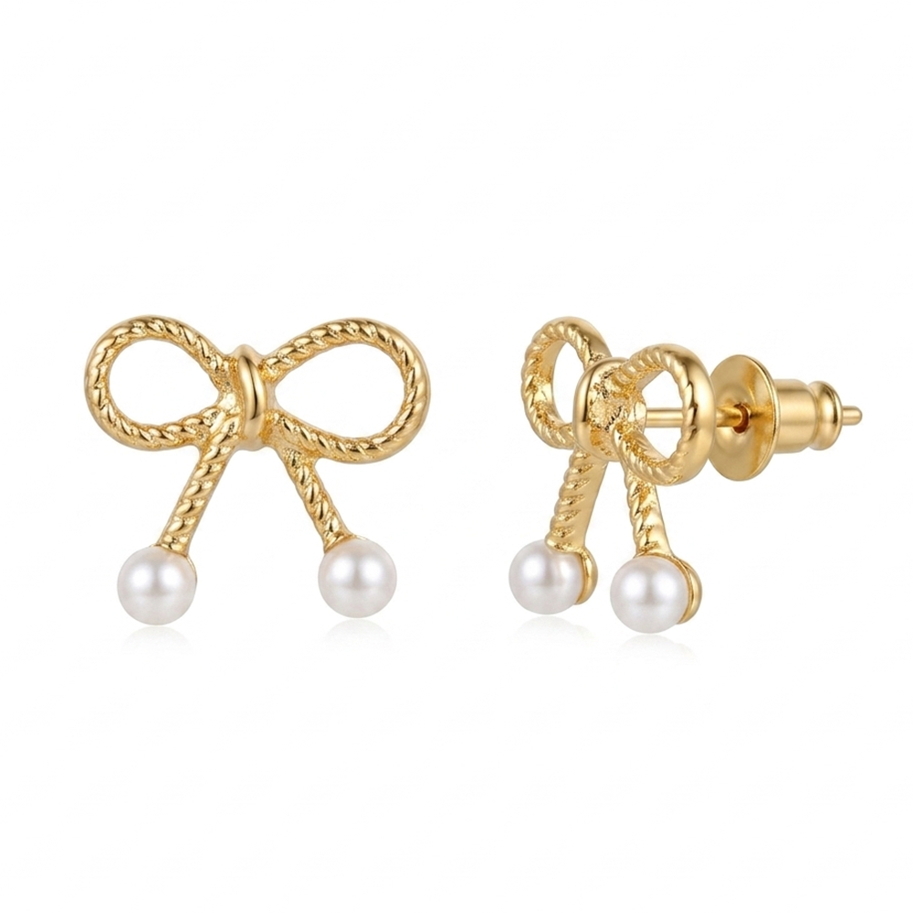 The99Jewel  Beautiful  Gold  Plated Bow  Shape  Stud Earrings For Women