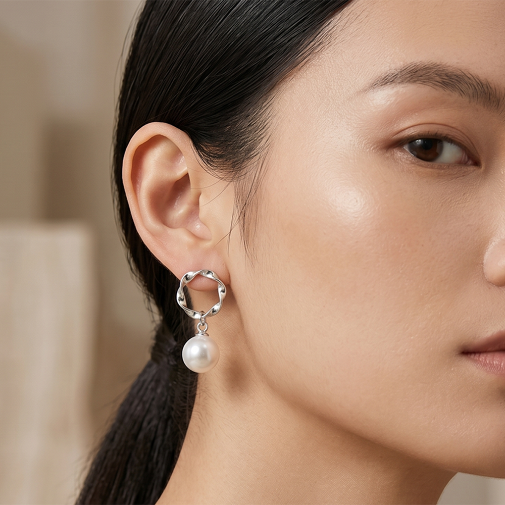 The99Jewel  Statement  Silver  Plated Pearl  Stud Earrings For Women