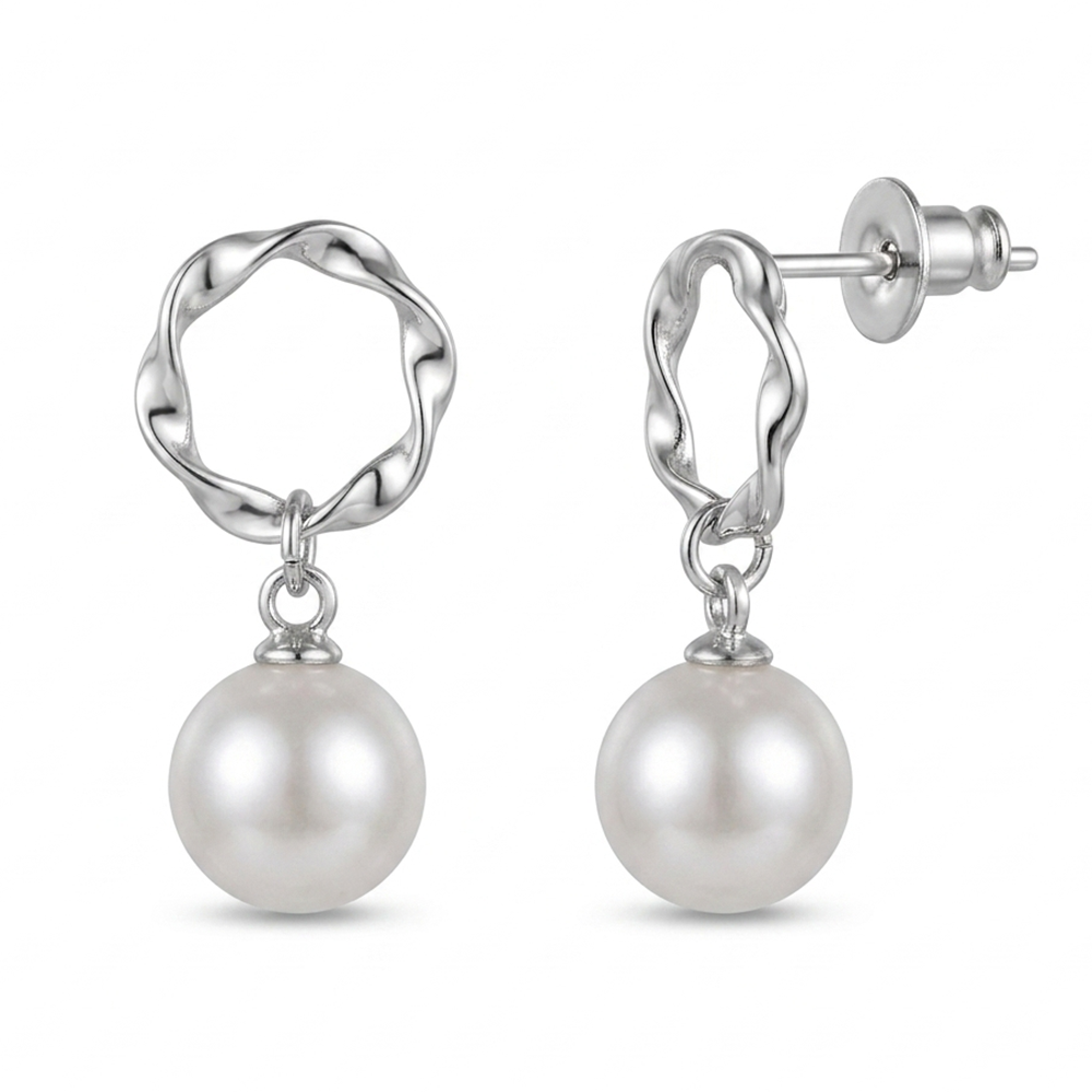The99Jewel  Statement  Silver  Plated Pearl  Stud Earrings For Women