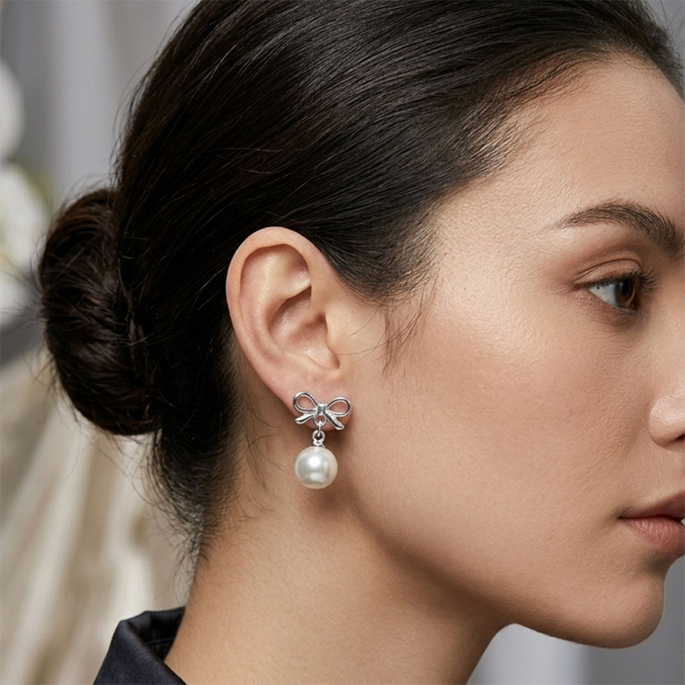 The99Jewel  Eye-Catching  Silver  Plated Pearl Stud Earrings