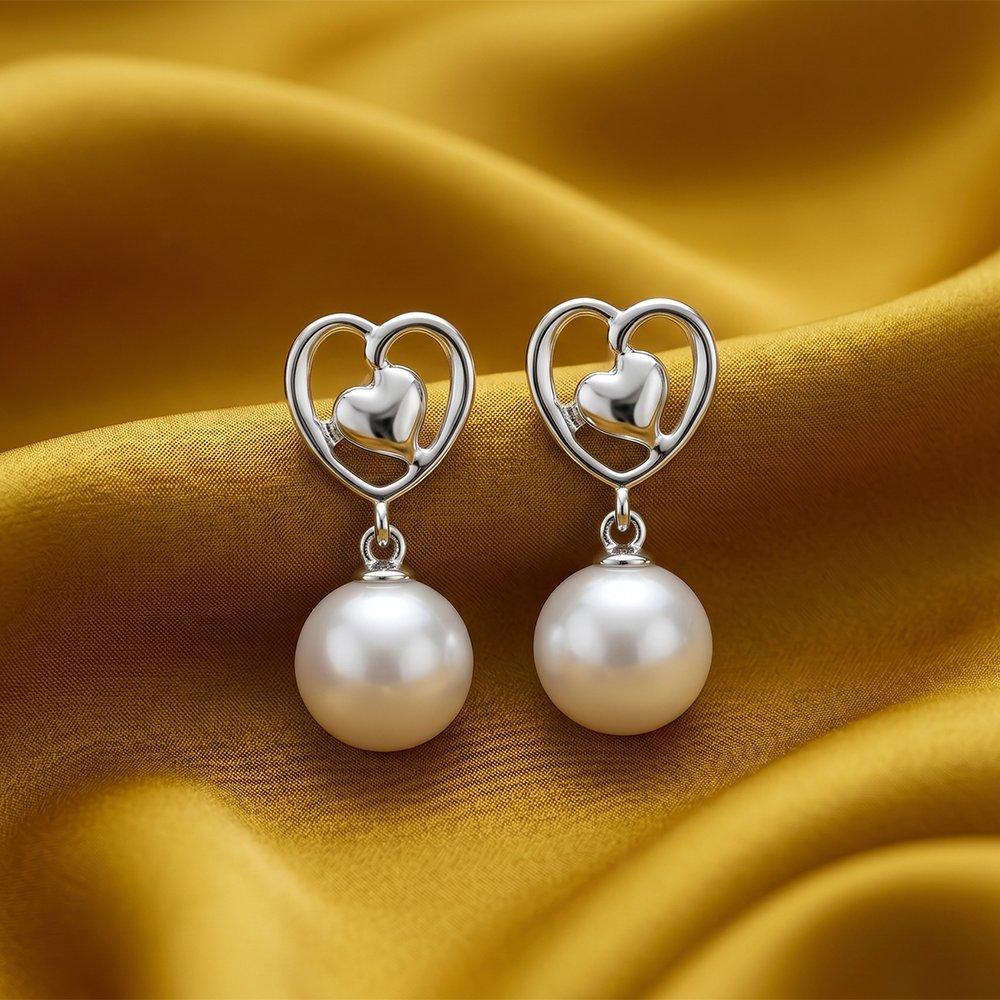 The99Jewel  Eye-Catching  Silver  Plated Pearl Stud Earrings 