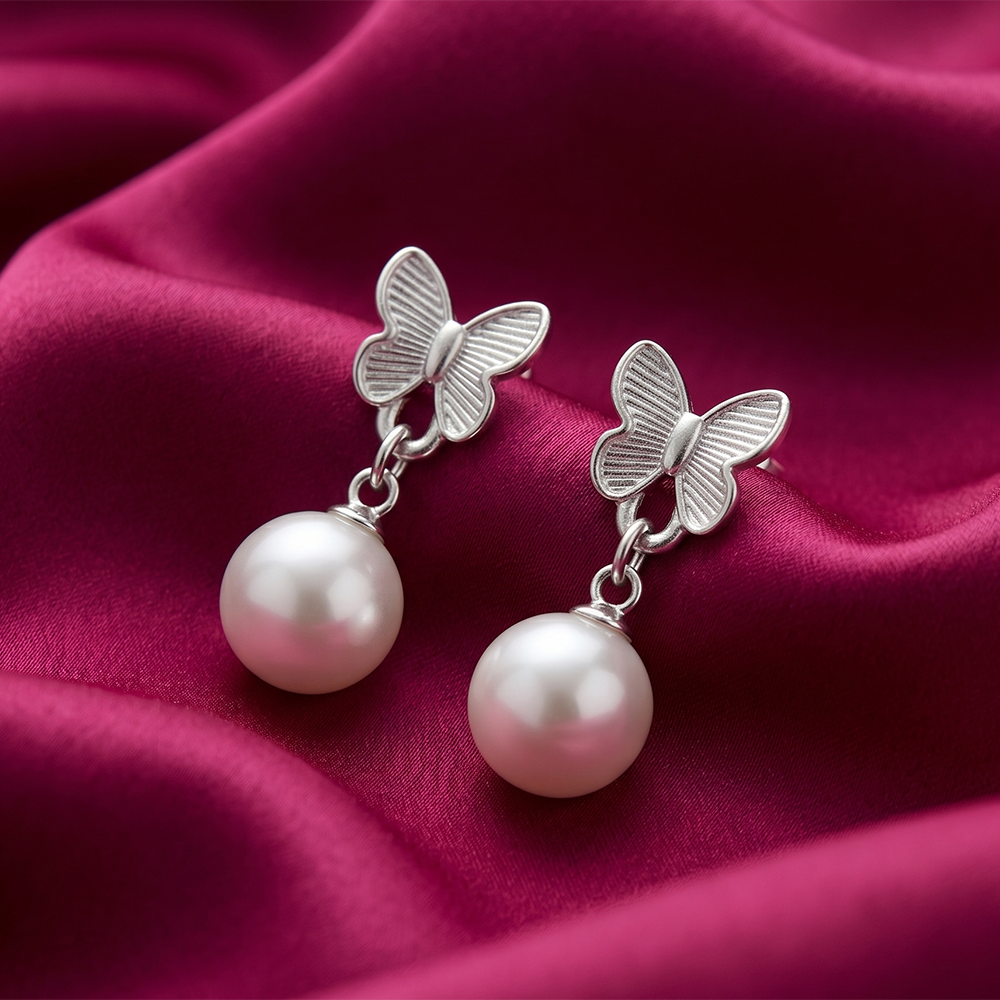 The99Jewel  Eye-Catching  Silver  Plated Pearl Stud Earrings