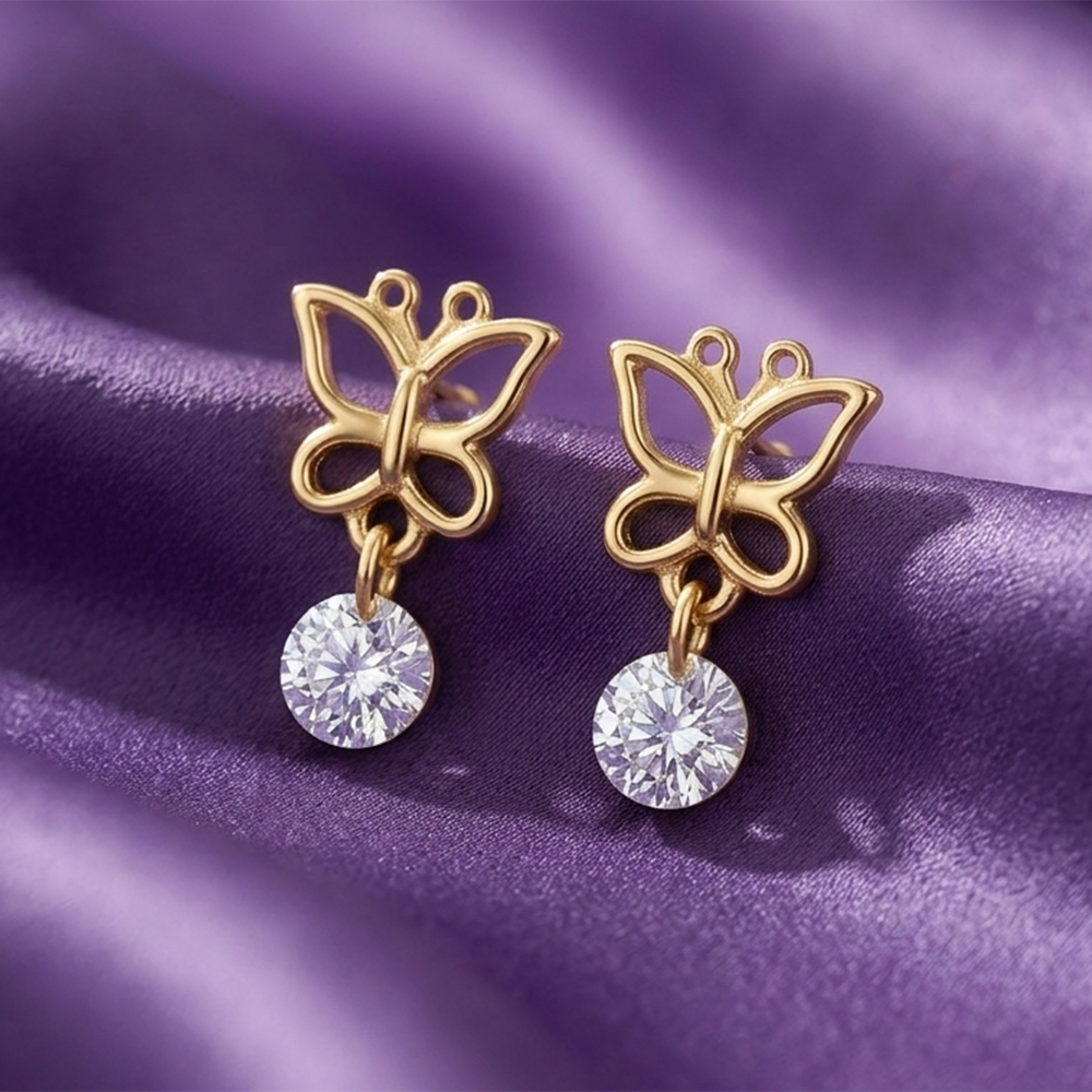 The99Jewel Gold-Toned Butterfly Crystal Drop Earrings for Women