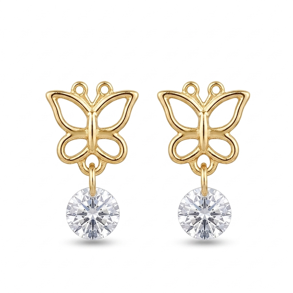 The99Jewel Gold-Toned Butterfly Crystal Drop Earrings for Women