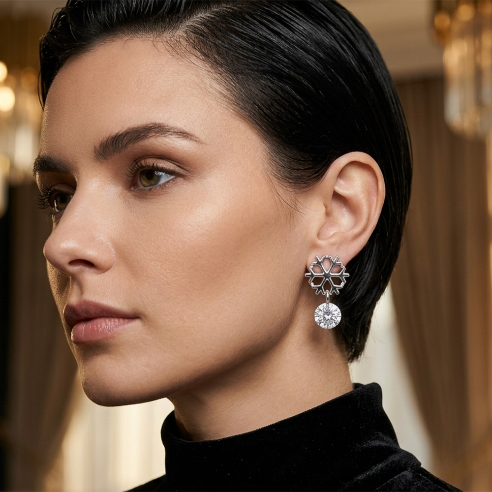 The99Jewel Sparkling Flower-Shaped Crystal Earrings for Women
