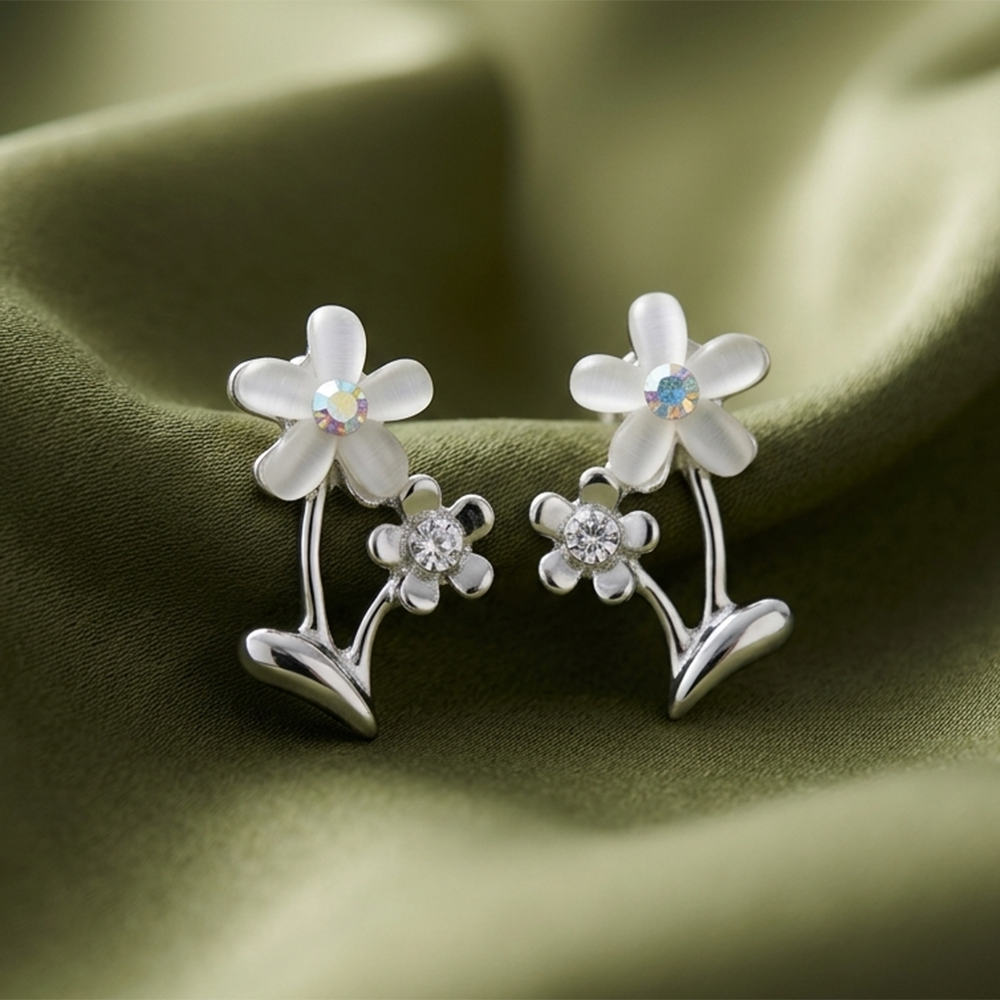 The99Jewel Dazzling Flower Earrings with Brilliant Crystal Drops