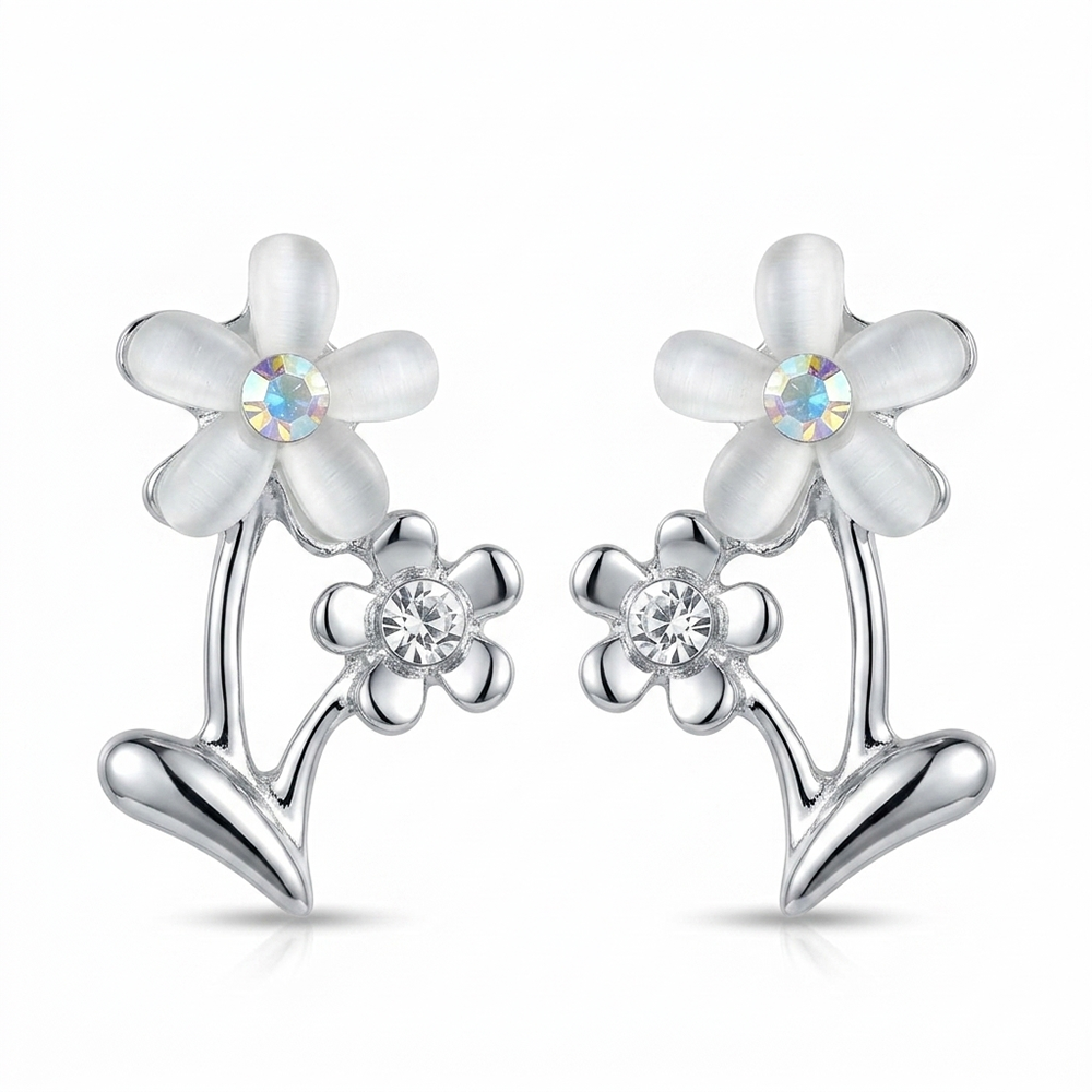 The99Jewel Dazzling Flower Earrings with Brilliant Crystal Drops
