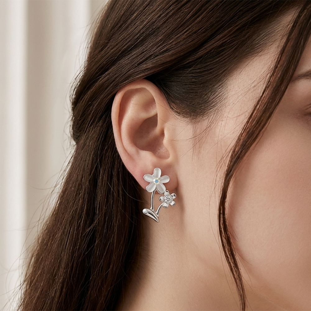 The99Jewel Dazzling Flower Earrings with Brilliant Crystal Drops