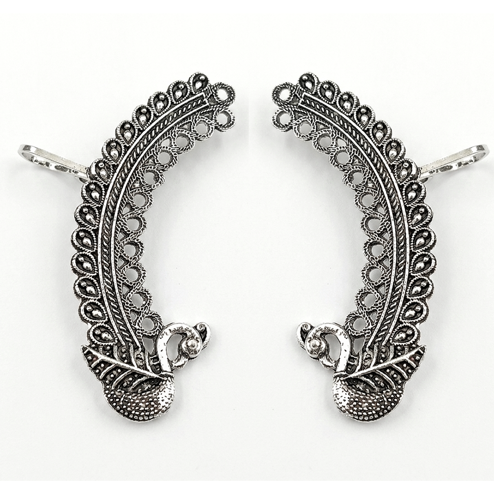 The99Jewel Oxidised Plated Peacock Ear Cuff For Women And Girls