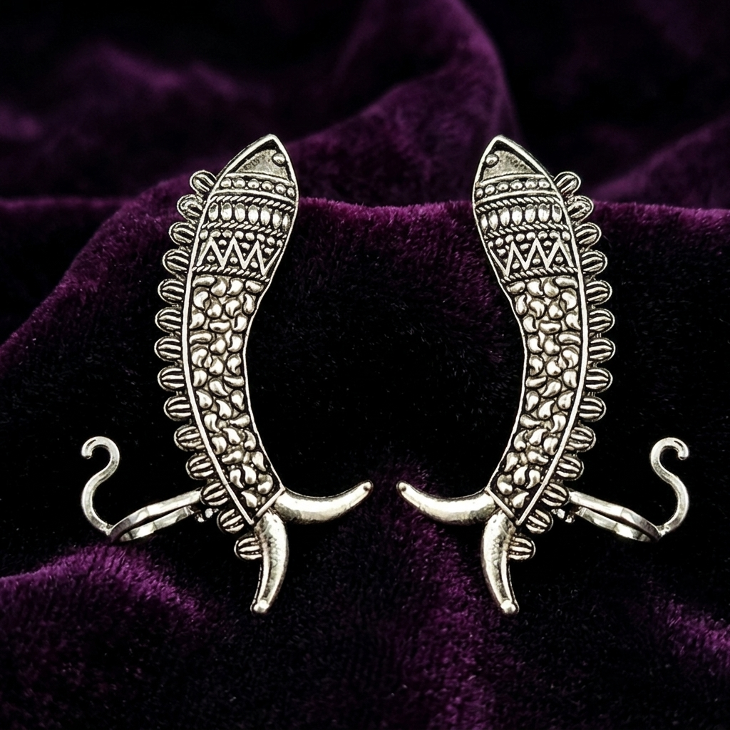 The99Jewel Oxidised Plated Fish Ear Cuff For Women And Girls