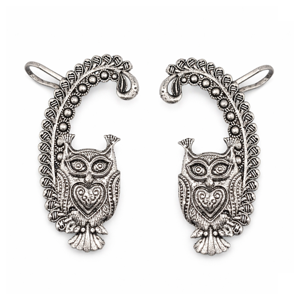 The99Jewel Oxidised Plated Owl Ear Cuff For Women And Girls