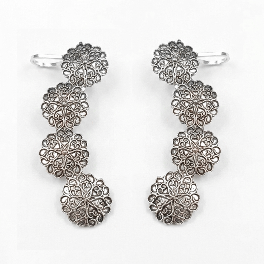 The99Jewel Oxidised Plated Floral Ear Cuff For Women And Girls