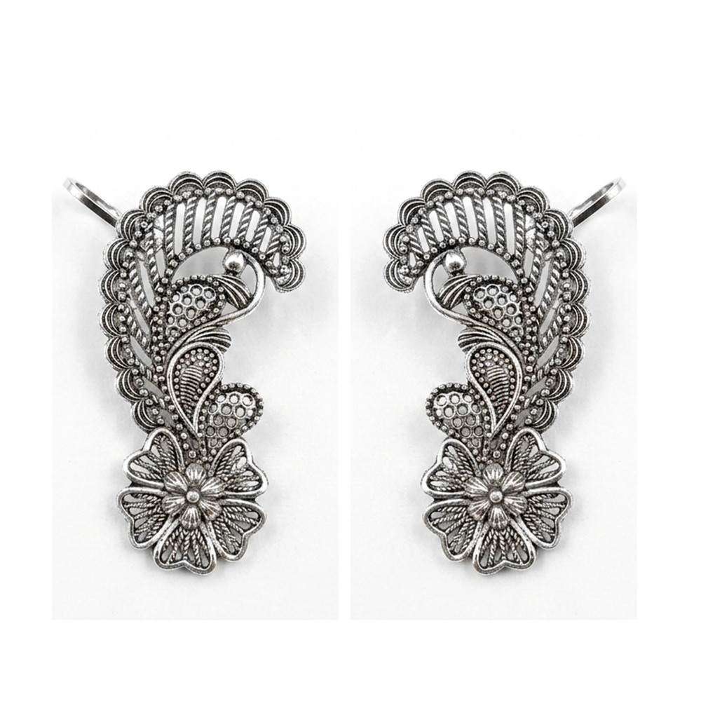 The99Jewel Oxidised Plated Floral Ear Cuff For Women And Girls