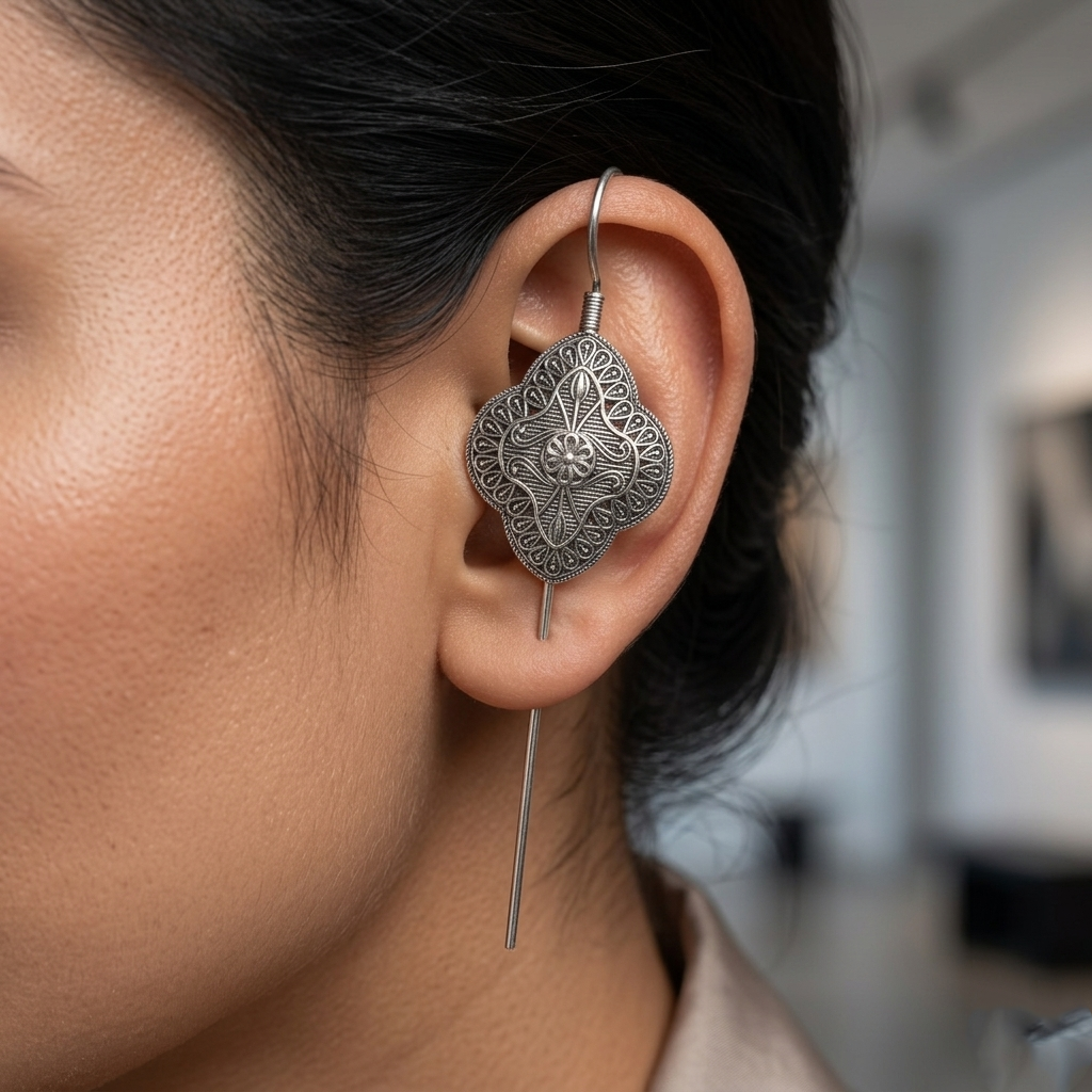 The99Jewel Oxidised Plated Stylish Earcuff