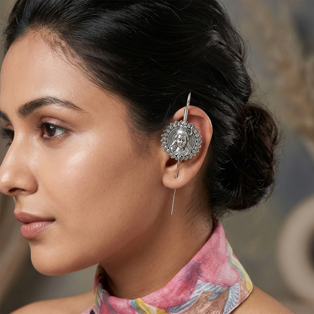 The99Jewel Oxidised Plated Shiv Earcuff